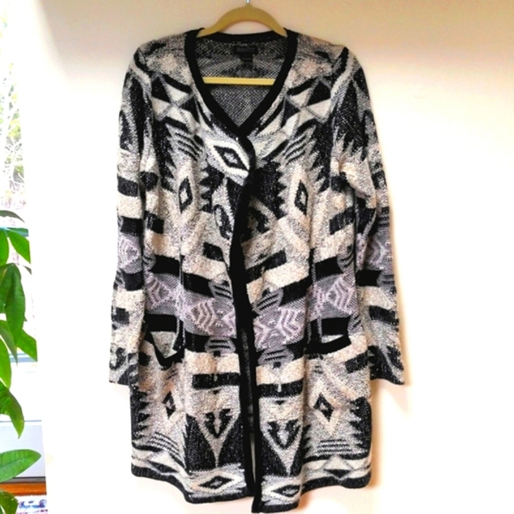 Lucky Brand Aztec Print Knit Cardigan